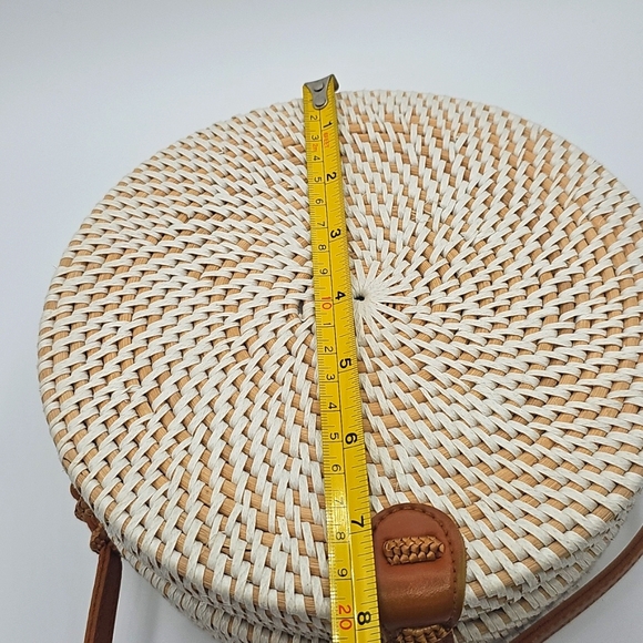 Round Woven Bag with Tan Strap - Picture 10 of 10